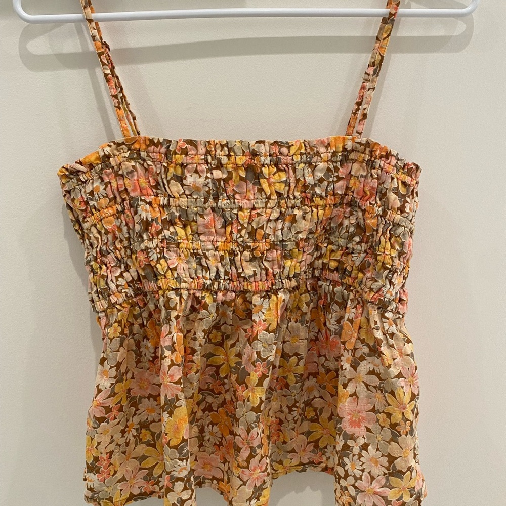 AMERICAN EAGLE - Floral Smocked Babydoll Women's Top